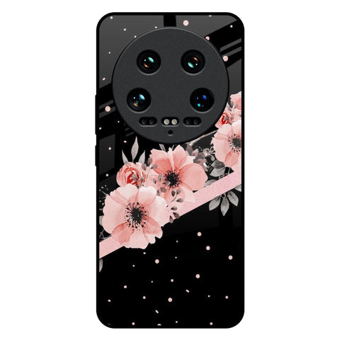 Floral Black Band Glossy Case For Mi 14 Ultra 5G