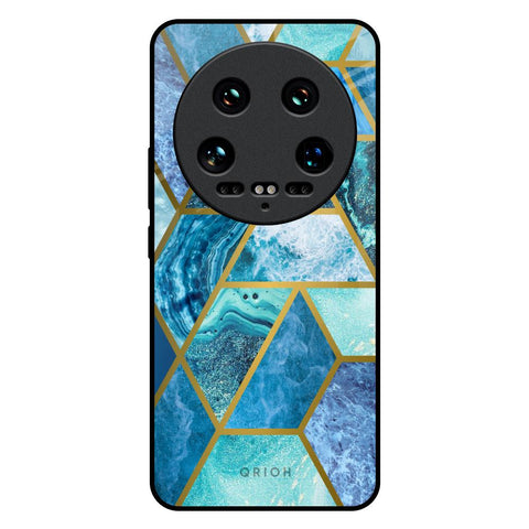 Turquoise Geometrical Marble Glossy Case for Mi 14 Ultra 5G