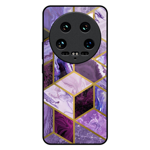 Purple Rhombus Marble Glossy Case for Mi 14 Ultra 5G