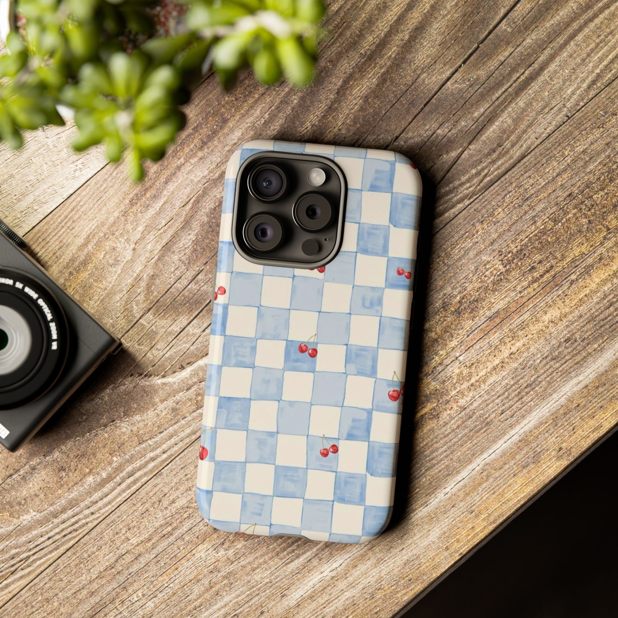 Cherry Check Tough Case  Available For All iPhone Models