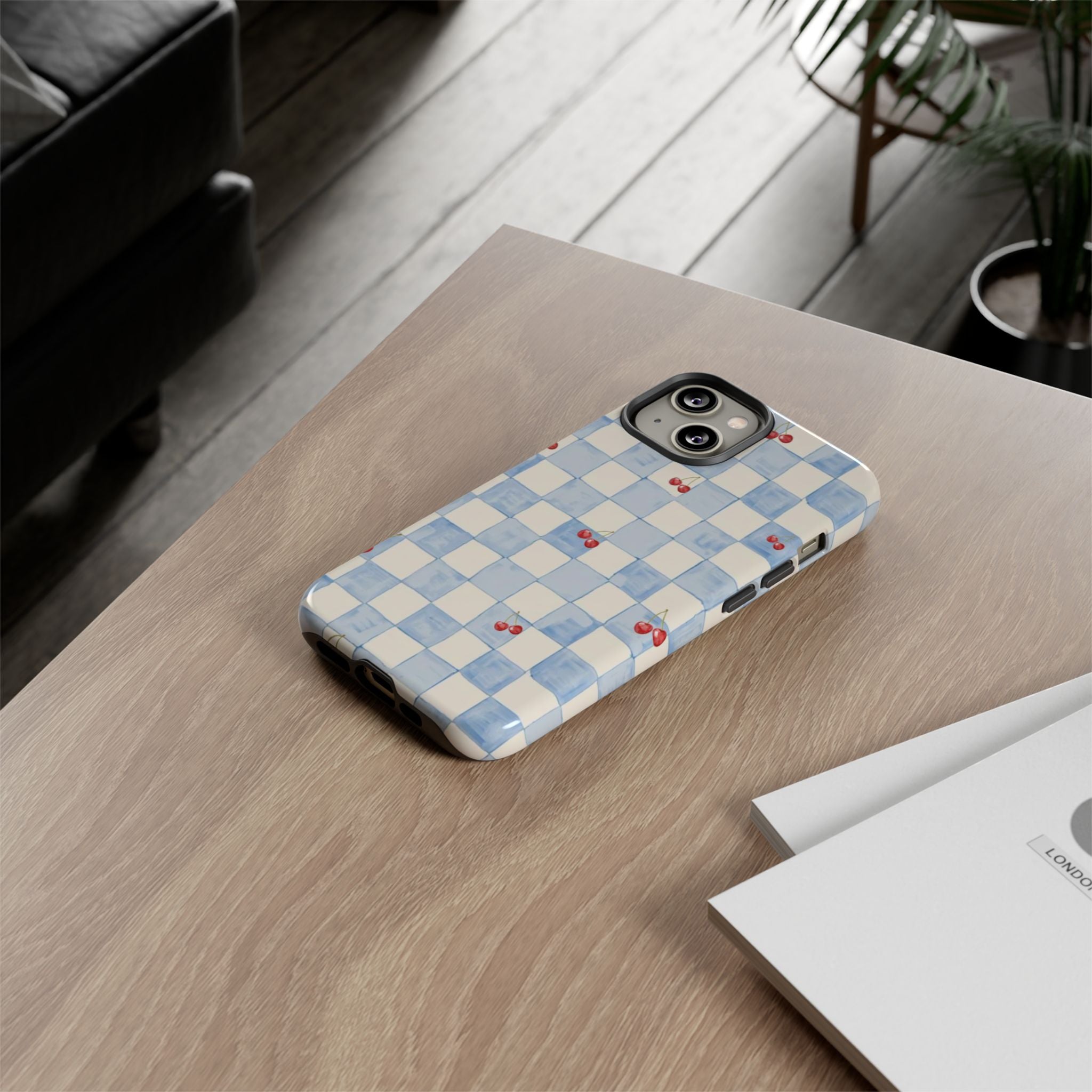 Cherry Check Tough Case  Available For All iPhone Models