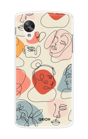Abstract Faces Soft Cover for Nexus 5