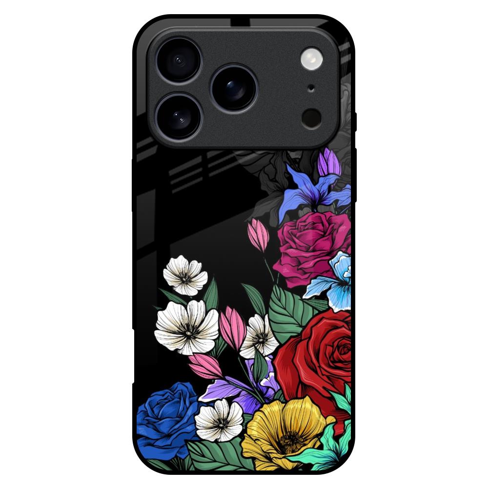 Rose Flower Bunch Art Glass Case for iPhone 17 Pro Max