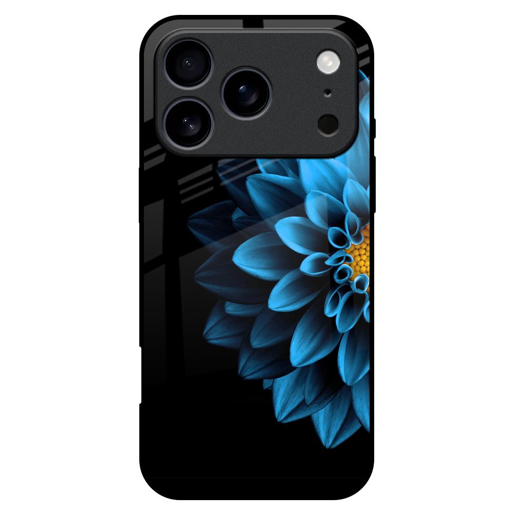 Half Blue Flower Glass Case for iPhone 17 Pro Max