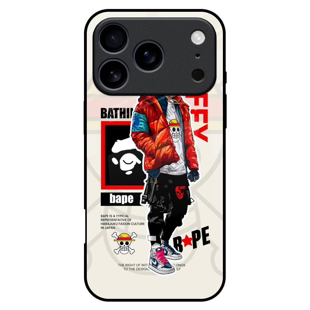 Bape Luffy Glass Case for iPhone 17 Pro Max
