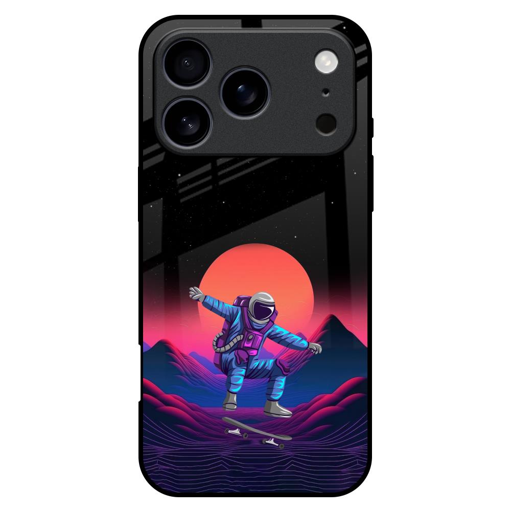 Retro Astronaut Glass Case for iPhone 17 Pro Max