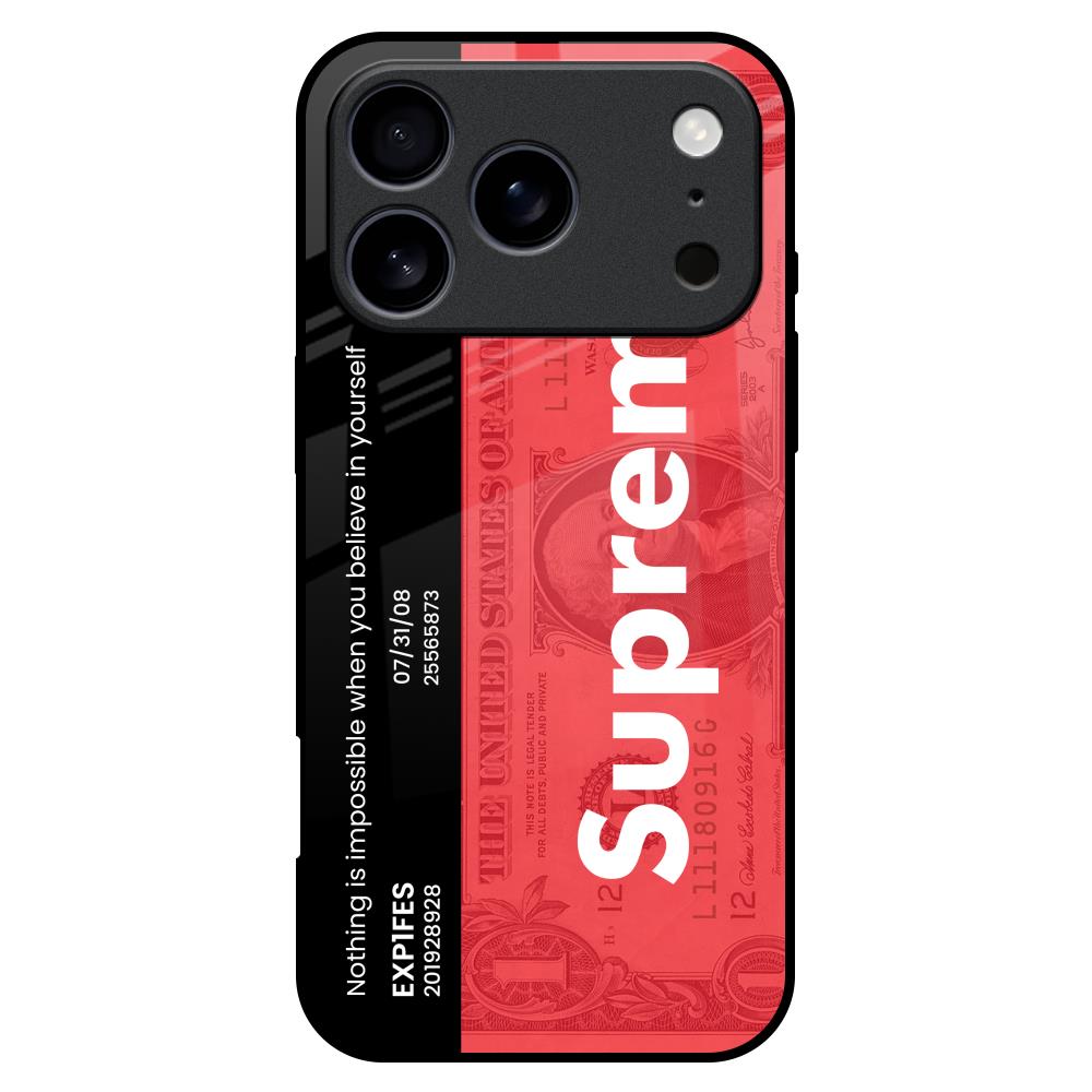 Supreme Ticket Glass Case for iPhone 17 Pro Max