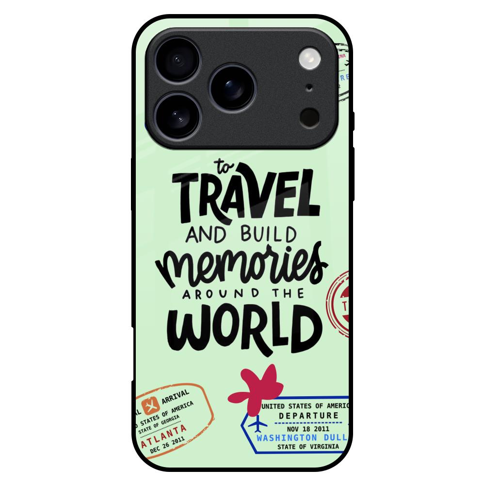 Travel Stamps Glass Case for iPhone 17 Pro Max