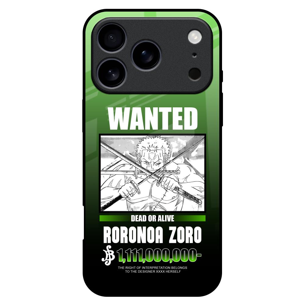 Zoro Wanted Glass Case for iPhone 17 Pro Max