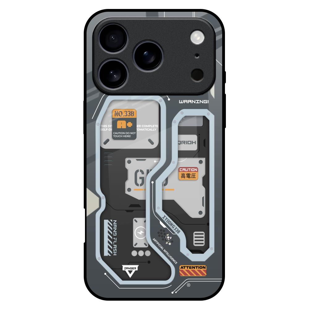 Retro Futuristic Glass Case for iPhone 17 Pro Max