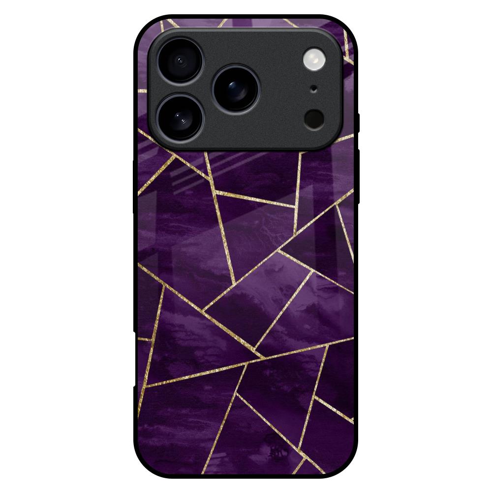 Geometric Purple Glass Case For iPhone 17 Pro Max