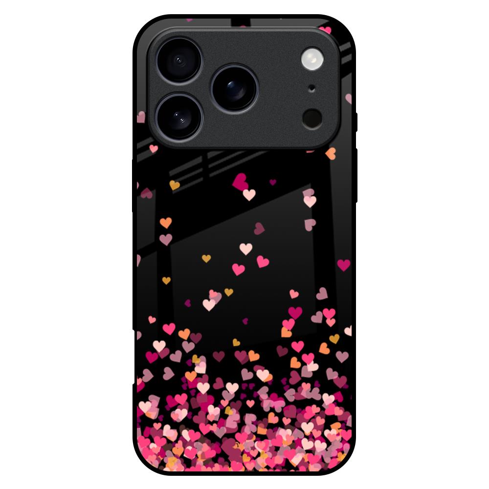 Heart Rain Fall Glass Case For iPhone 17 Pro Max