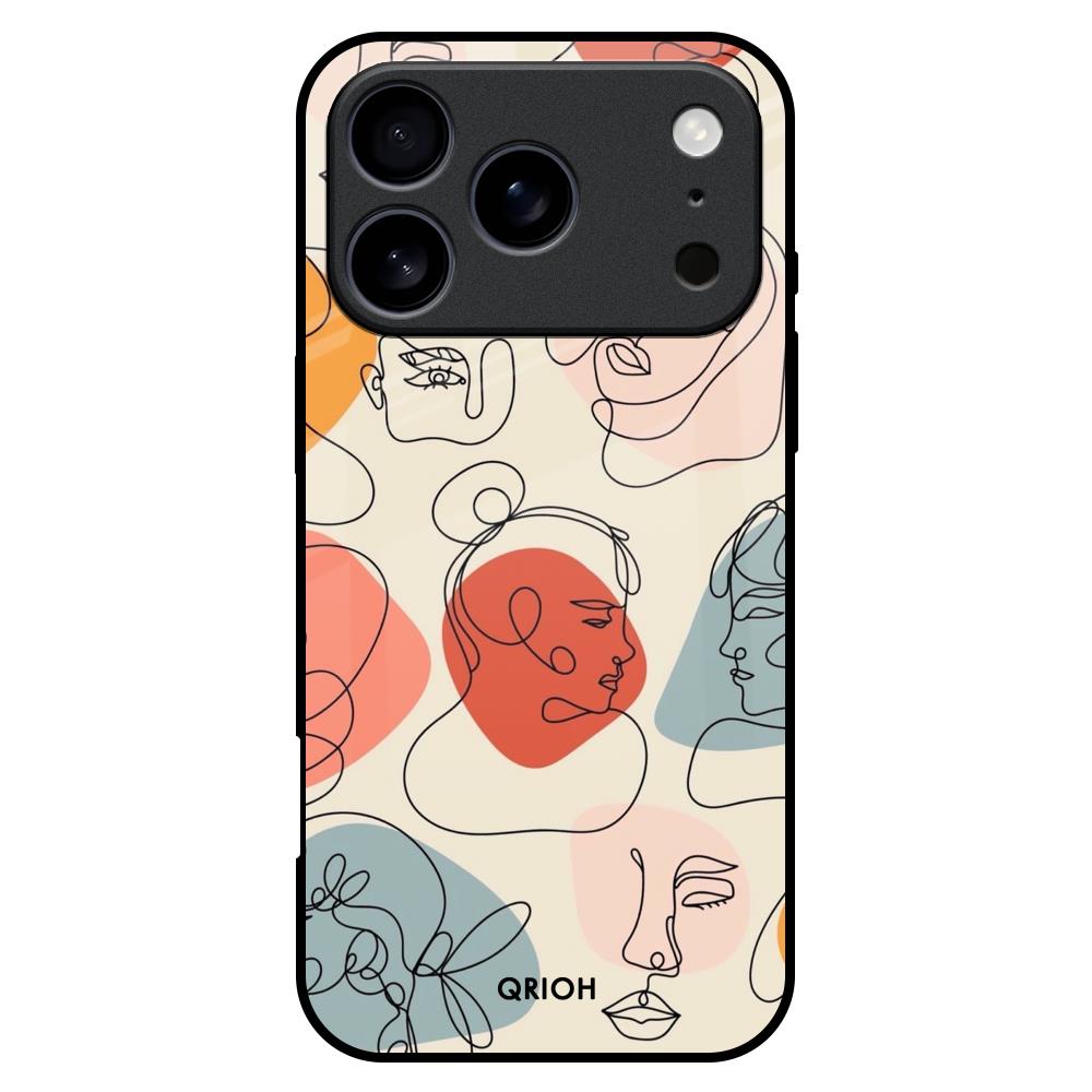 Abstract Faces Glass Case for iPhone 17 Pro Max