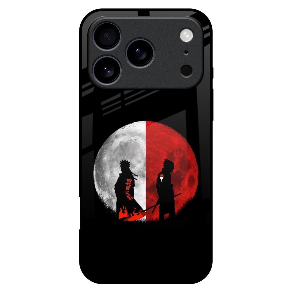 Anime Red Moon Glass Case for iPhone 17 Pro Max