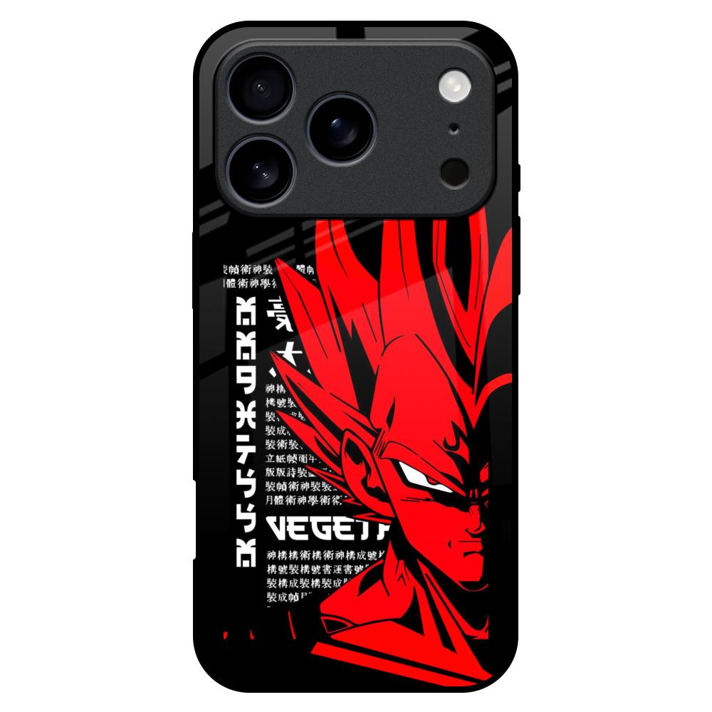 Red Vegeta Glass Case for iPhone 17 Pro Max