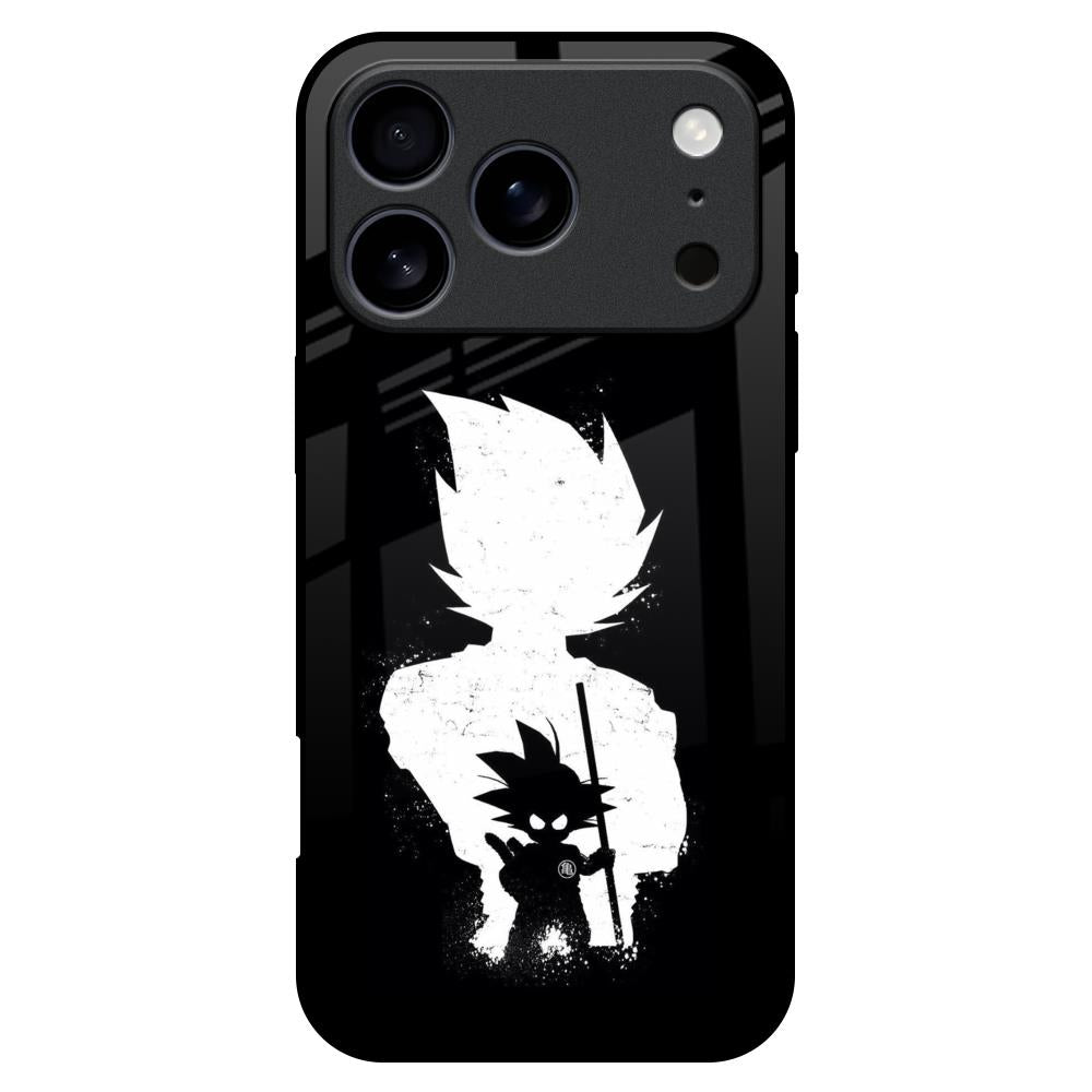 Monochrome Goku Glass Case for iPhone 17 Pro Max