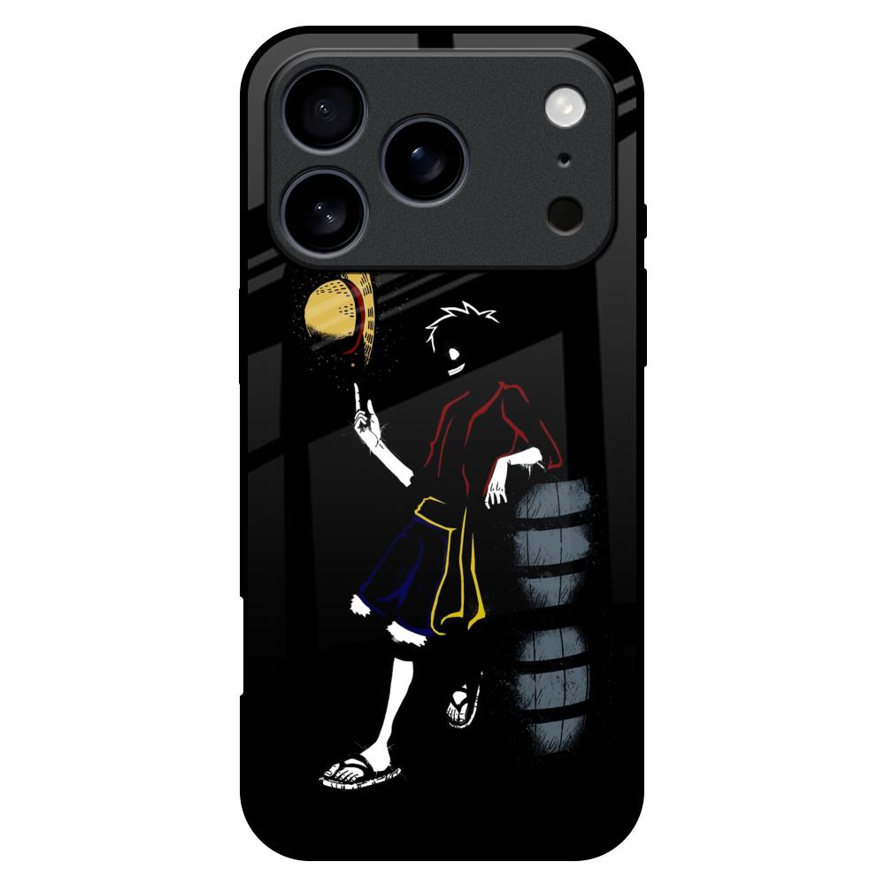 Luffy Line Art Glass Case for iPhone 17 Pro Max