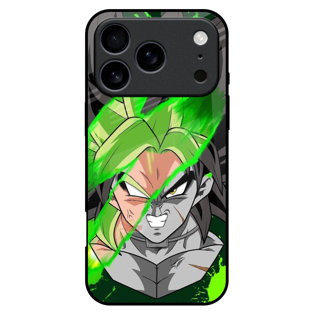 Anime Green Splash Glass Case for iPhone 17 Pro Max