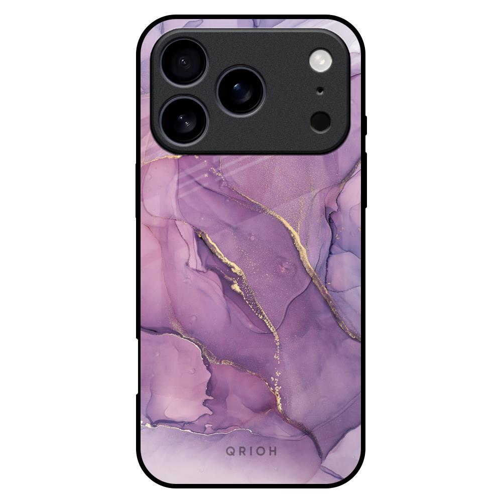 Purple Gold Marble Glass Case for iPhone 17 Pro Max