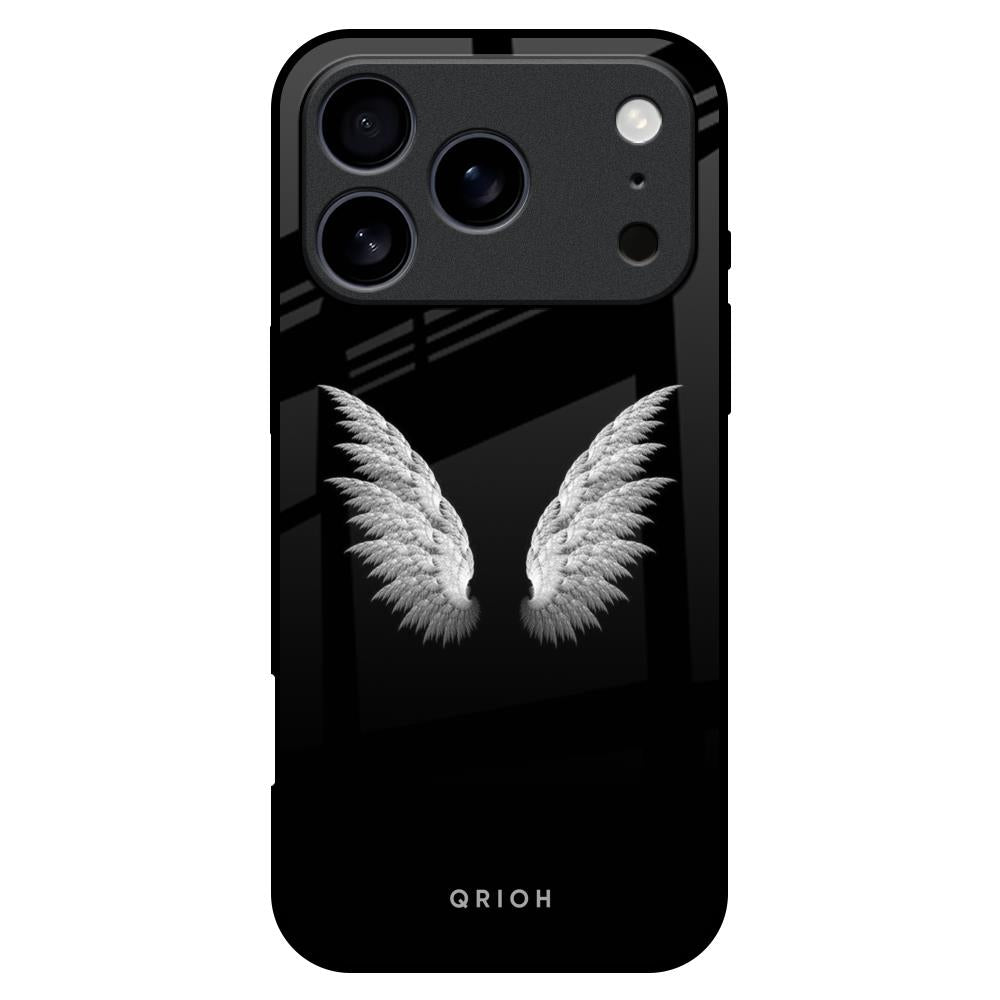 White Angel Wings Glass Case for iPhone 17 Pro Max