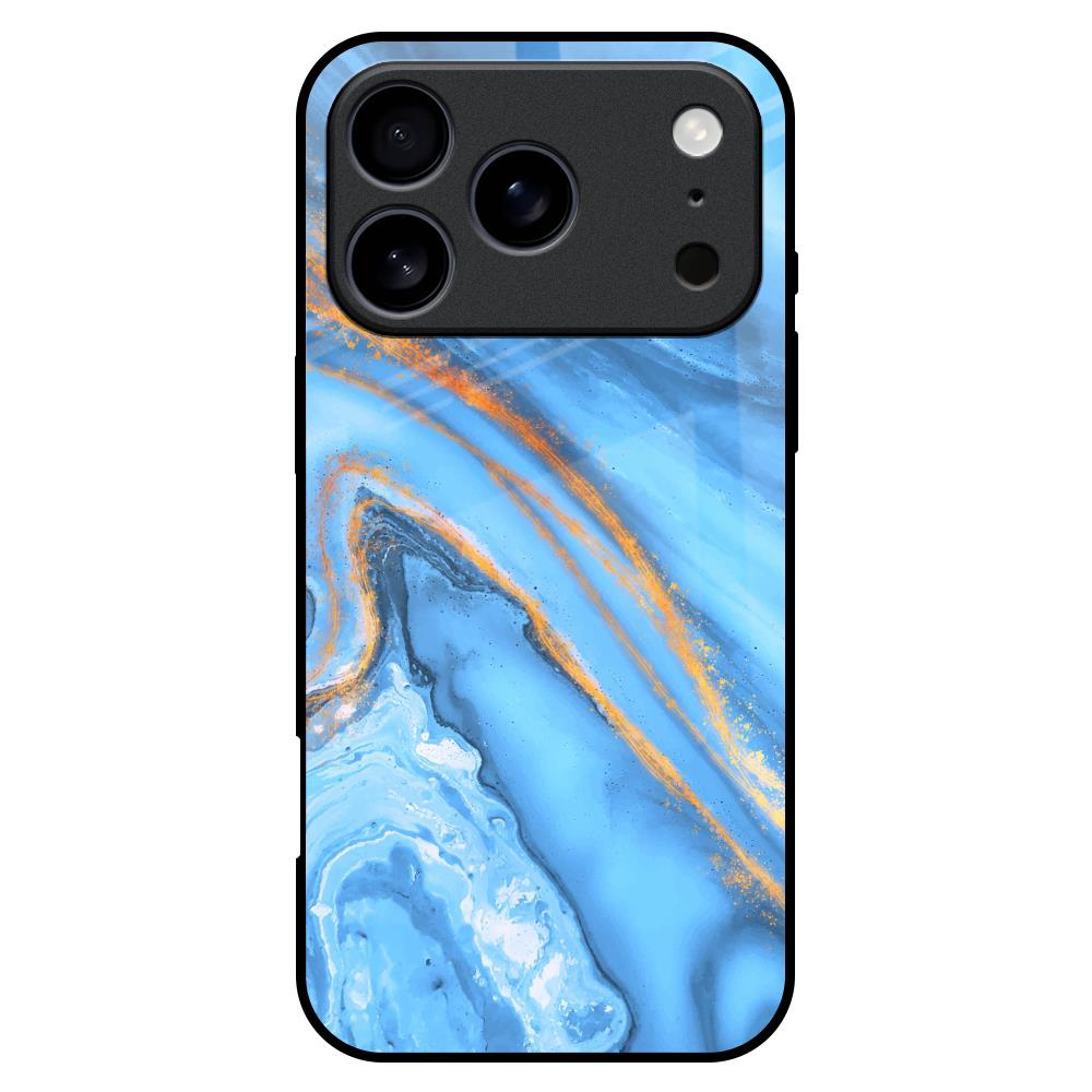 Vibrant Blue Marble Glass Case for iPhone 17 Pro Max