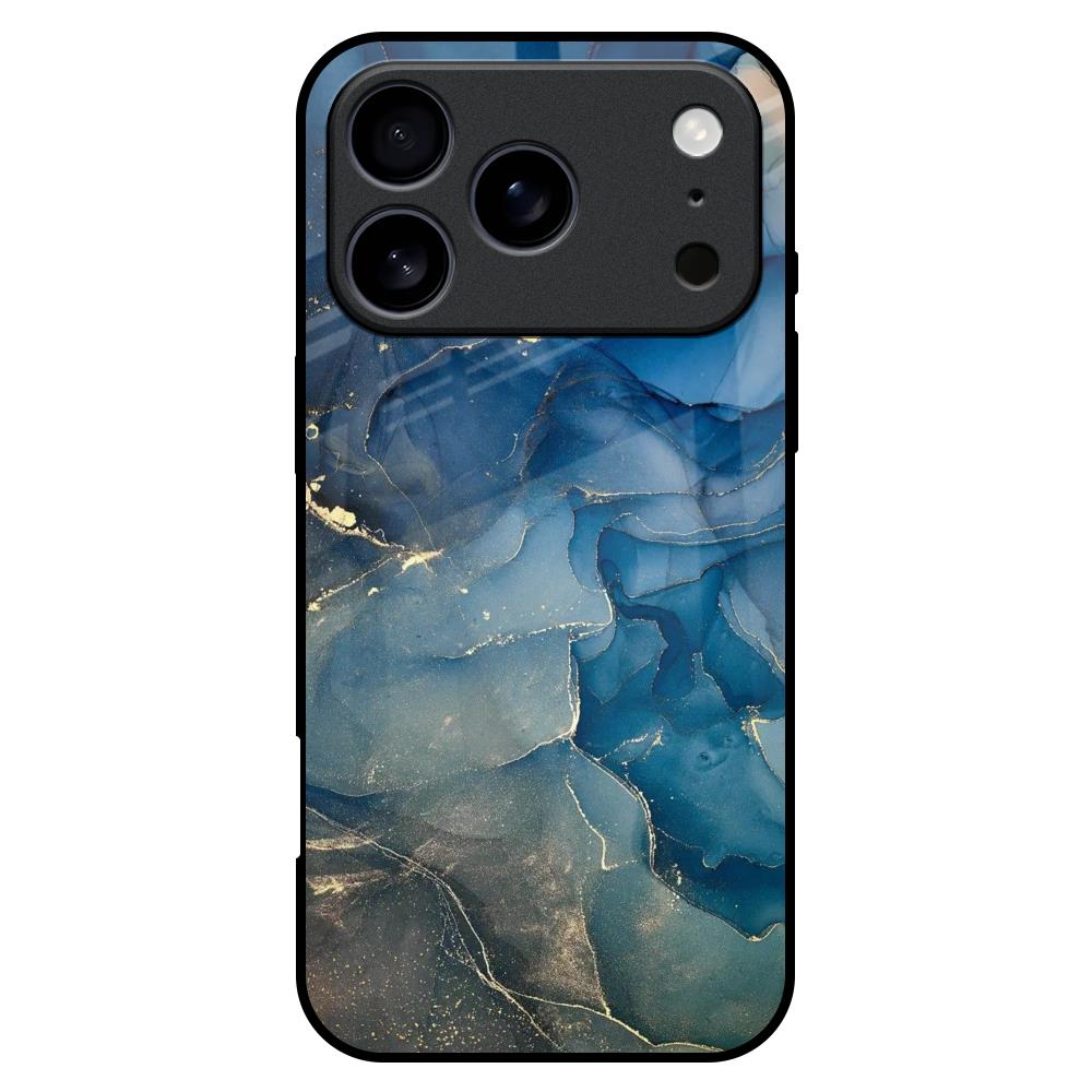 Blue Cool Marble Glass Case for iPhone 17 Pro Max