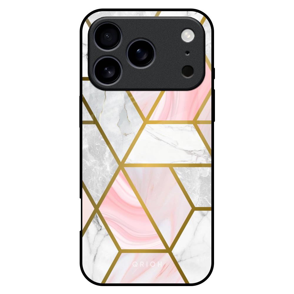 Geometrical Marble Glass Case for iPhone 17 Pro Max