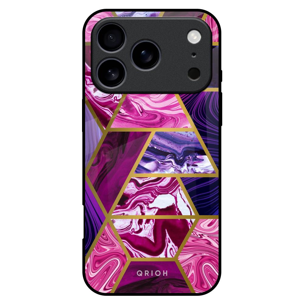 Electroplated Geometric Marble Glass Case for iPhone 17 Pro Max