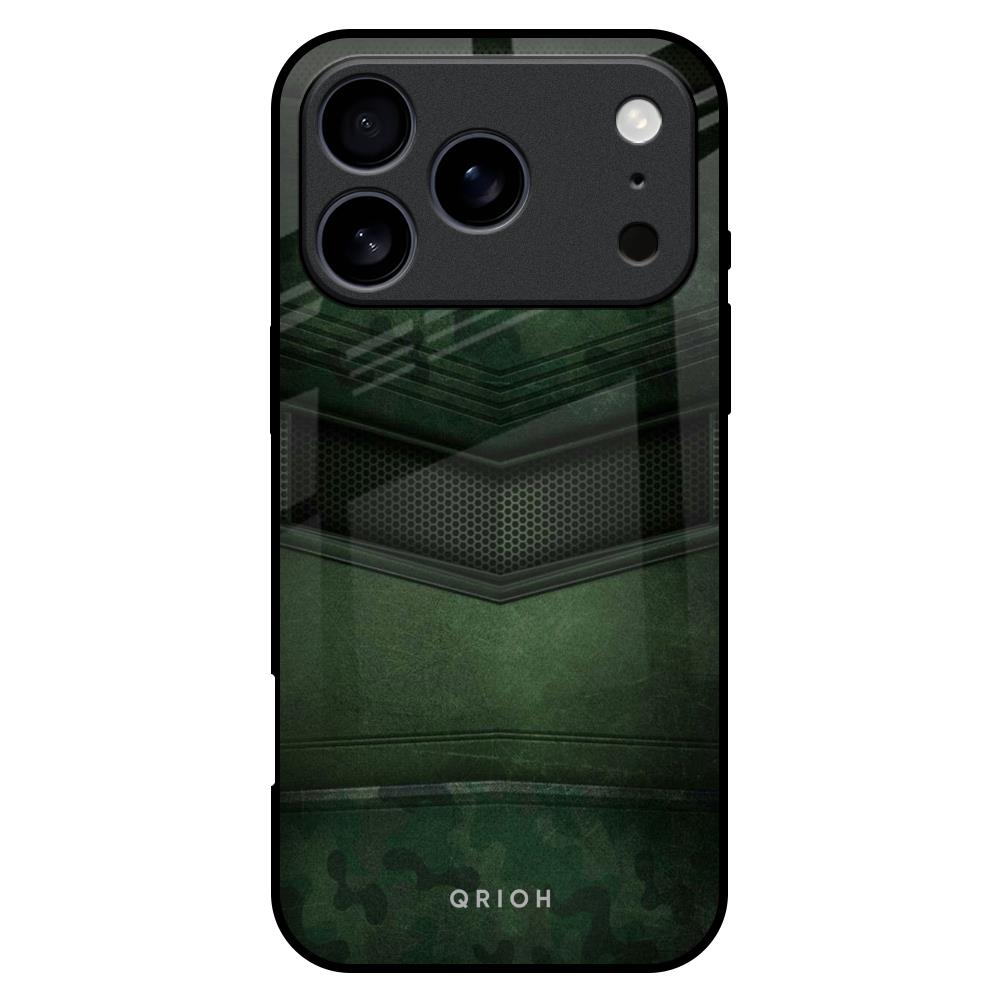 Green Leather Glass Case for iPhone 17 Pro Max