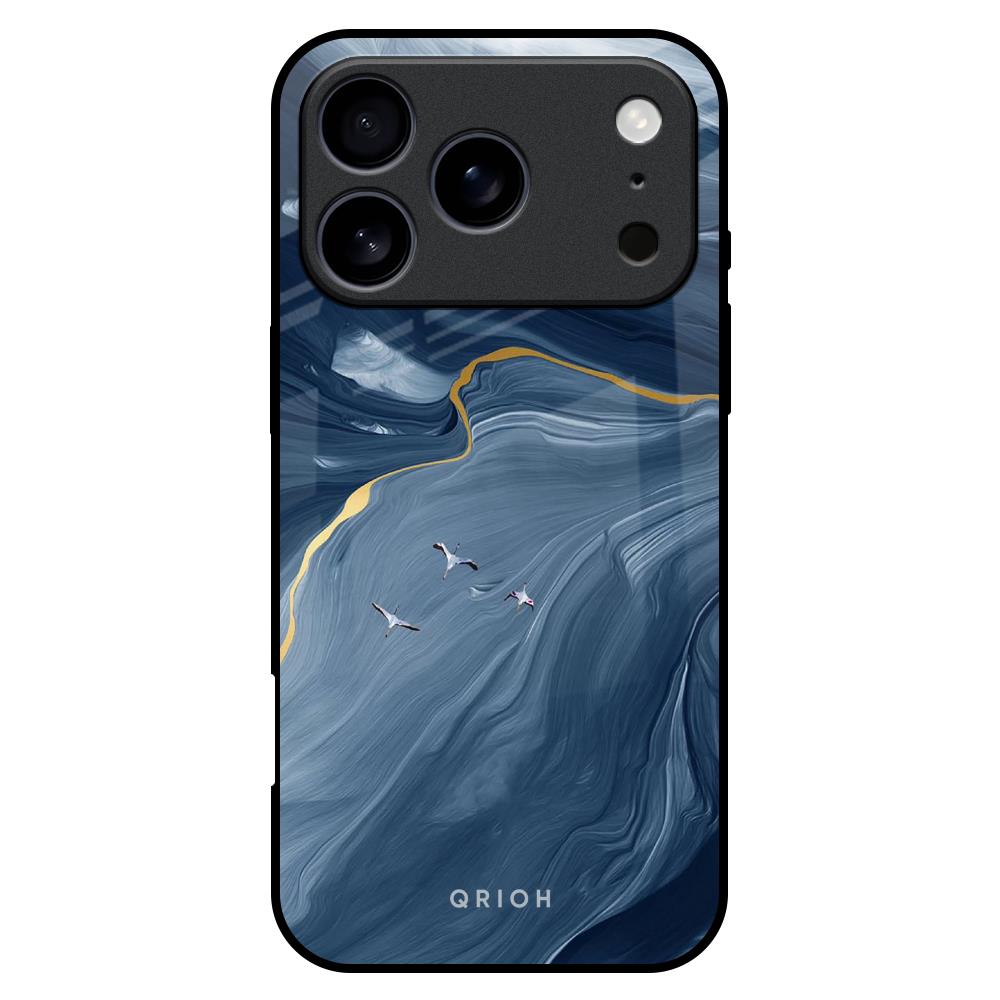Deep Ocean Marble Glass Case for iPhone 17 Pro Max