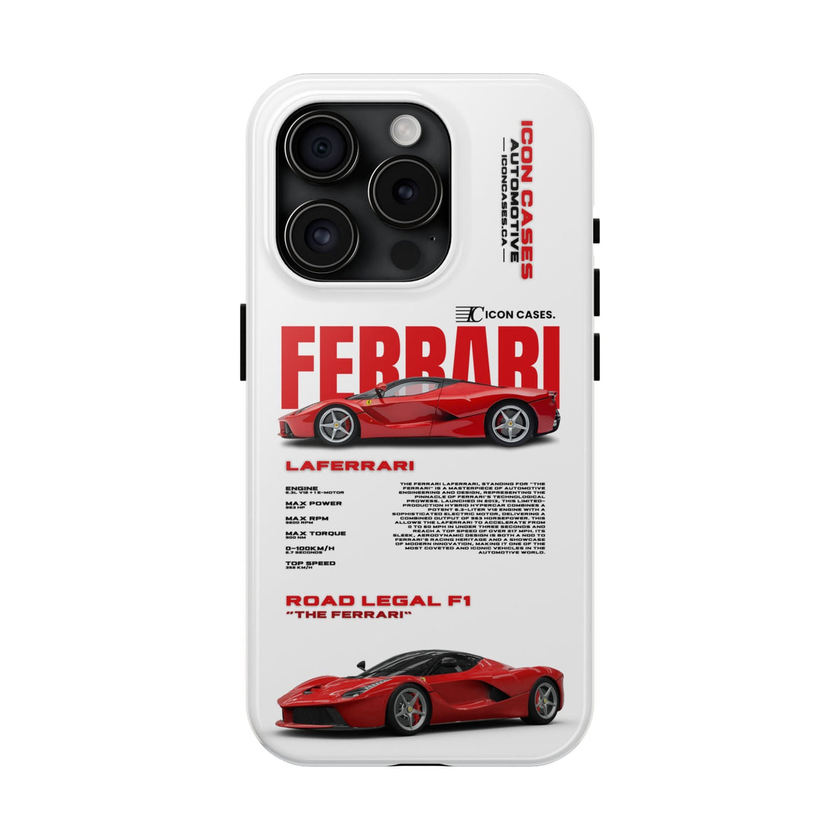 Ferrari LaFerrari White Premium Tough Shining Phone Case (Double Layer) Available For All iPhone Models