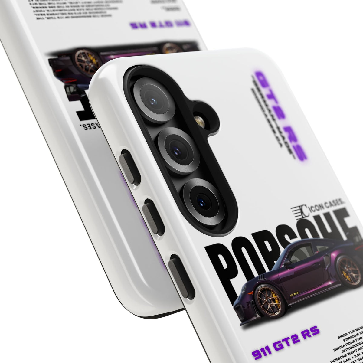 Porsche 911 GT2 RS Purple White Premium Tough Shining Phone Case (Double Layer) Available For All iPhone Models