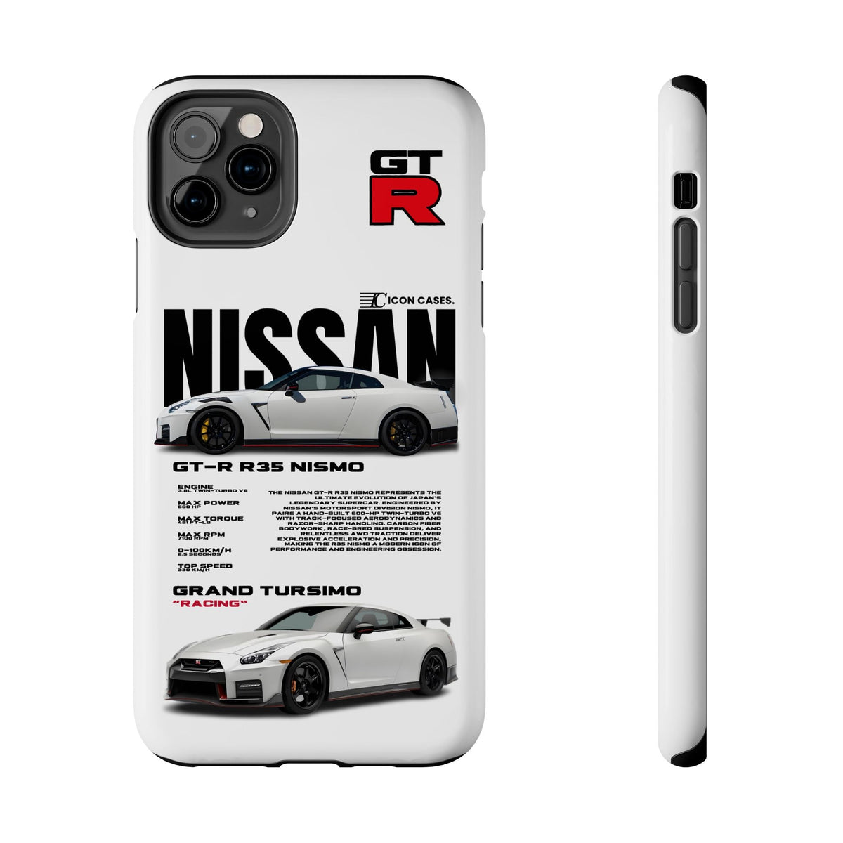 Nissan GT-R R35 White Premium Tough Shining Phone Case (Double Layer) Available For All iPhone Models