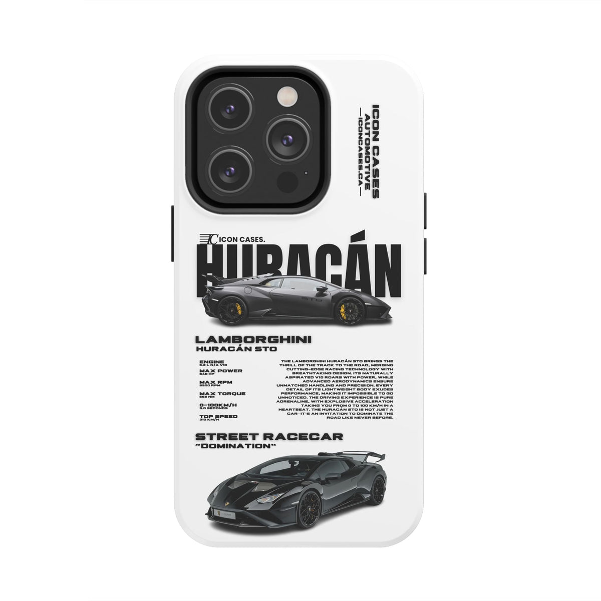 Lamborghini Huracan STO White Premium Tough Shining Phone Case (Double Layer) Available For All iPhone Models
