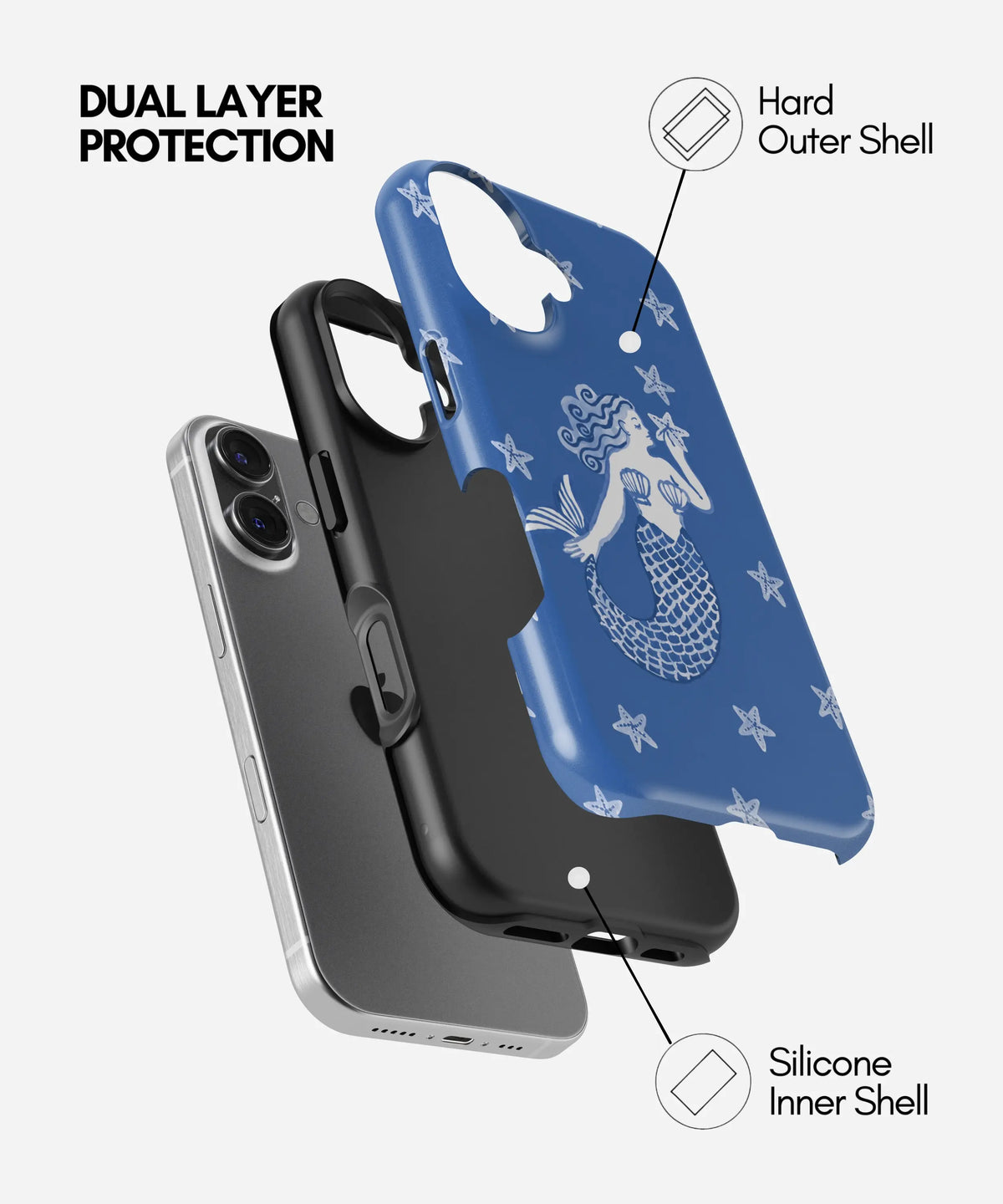 Midnight Mermaid Premium Tough Shining Phone Case (Double Layer) Available For All iPhone Models