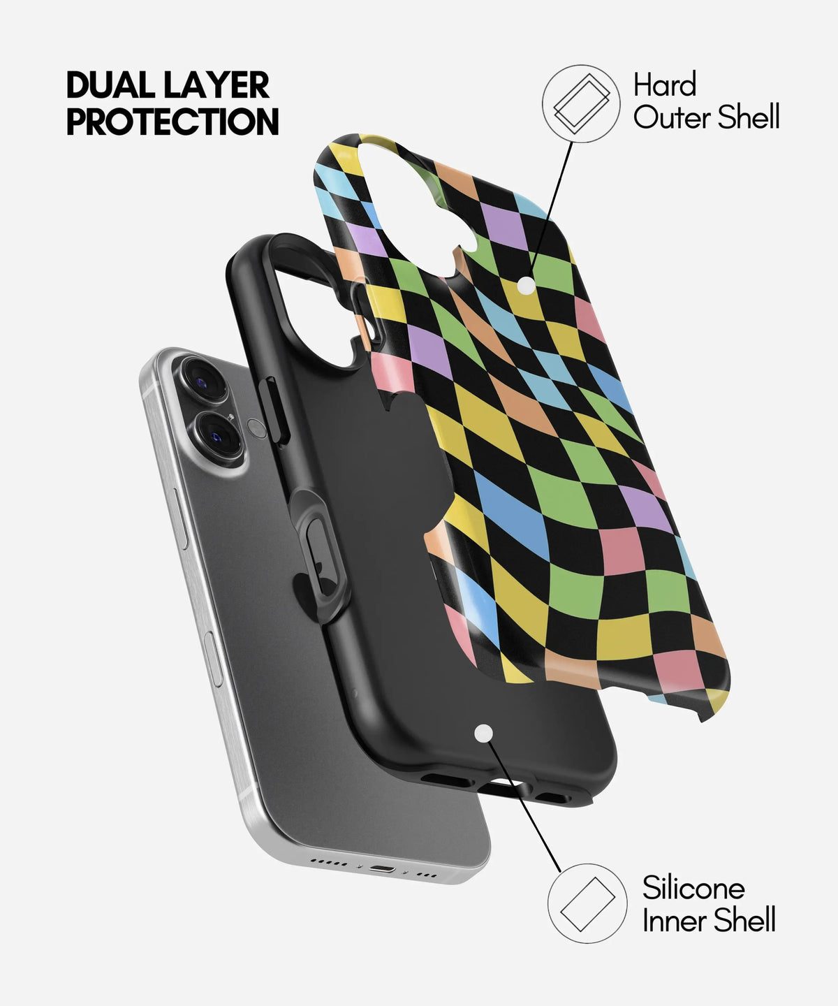 Candy Wave Check Premium Tough Shining Phone Case (Double Layer) Available For All iPhone Models