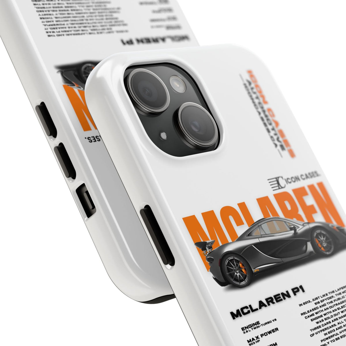 McLaren P1 White Premium Tough Shining Phone Case (Double Layer) Available For All iPhone Models