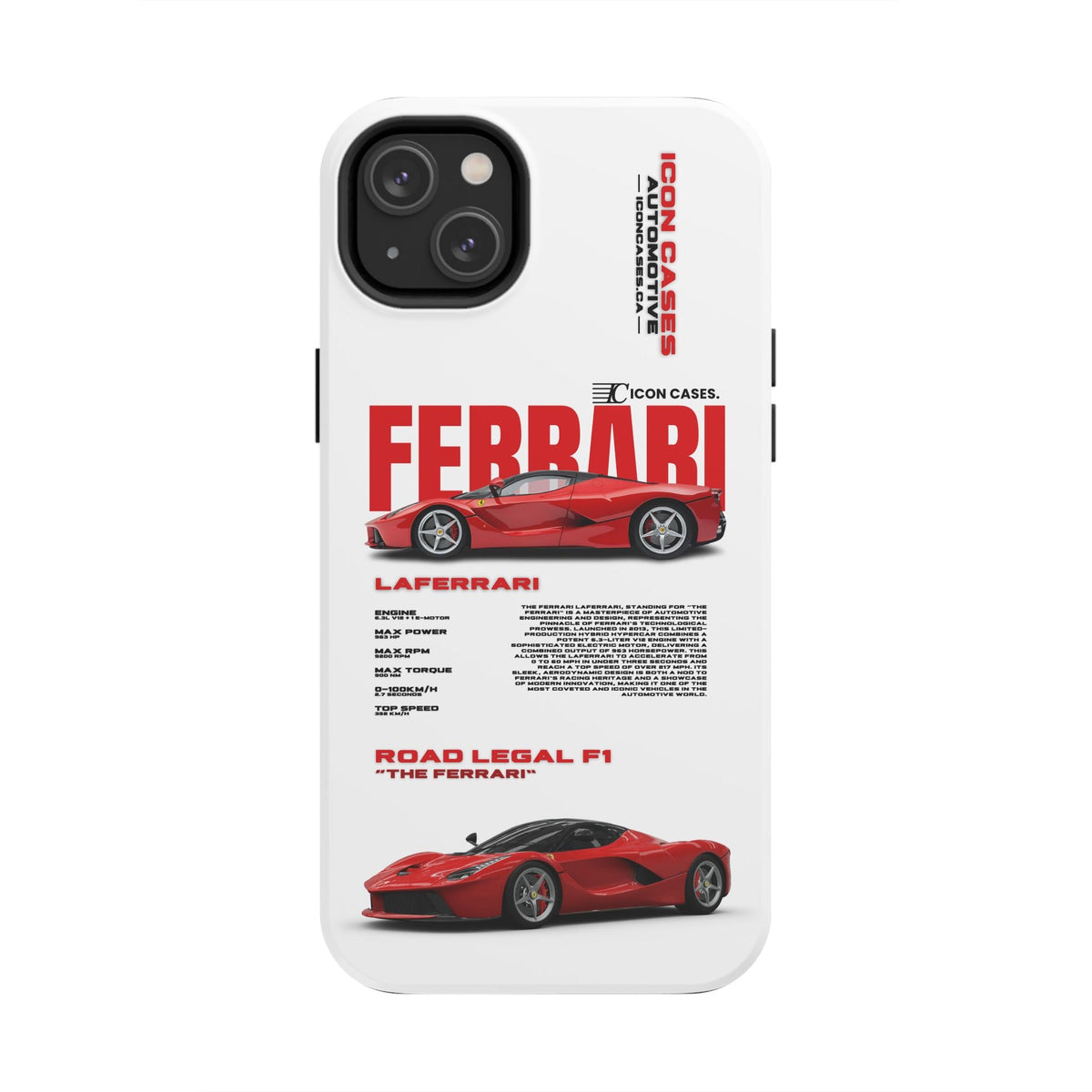 Ferrari LaFerrari White Premium Tough Shining Phone Case (Double Layer) Available For All iPhone Models
