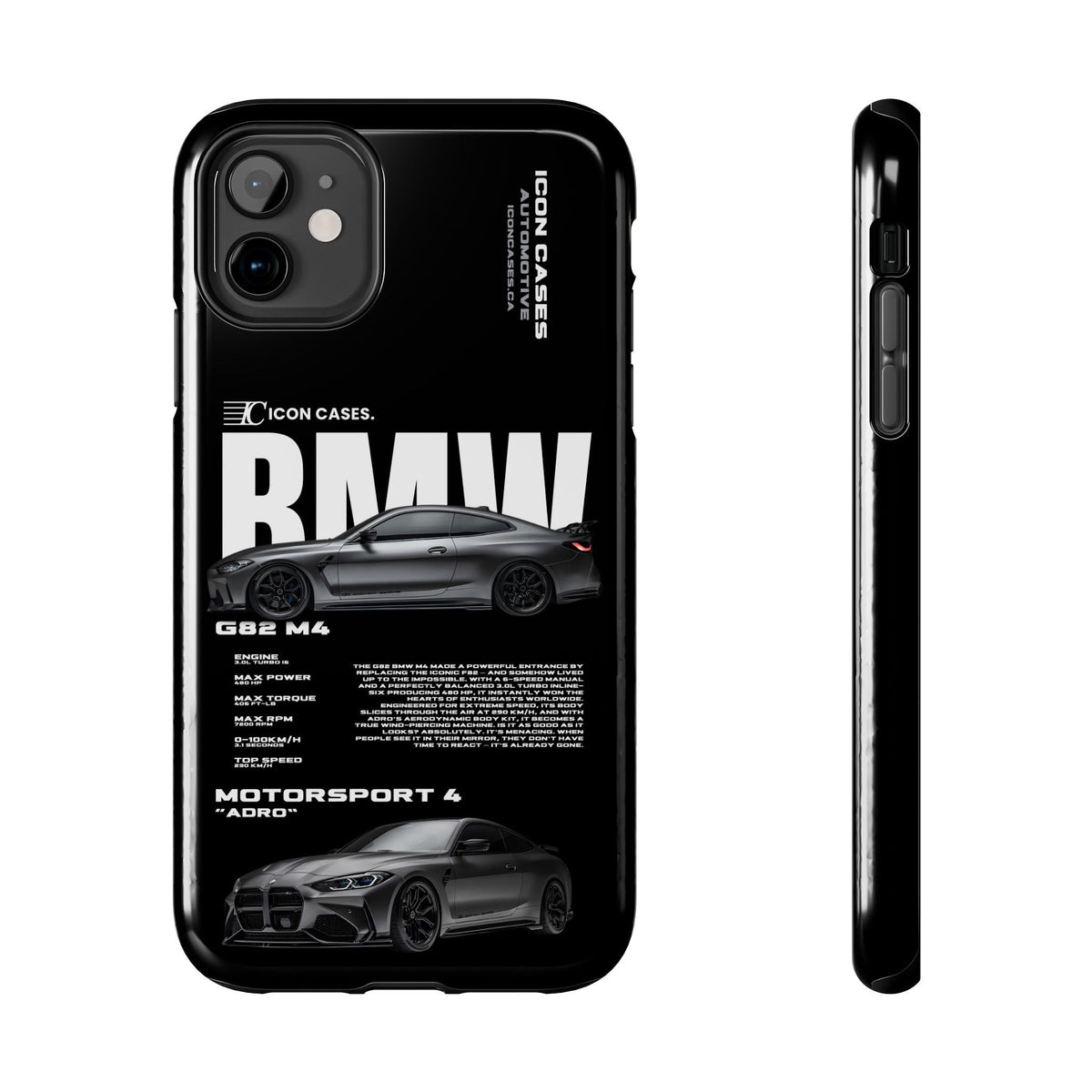 BMW M4 (G82) Black Premium Tough Shining Phone Case (Double Layer) Available For All iPhone Models