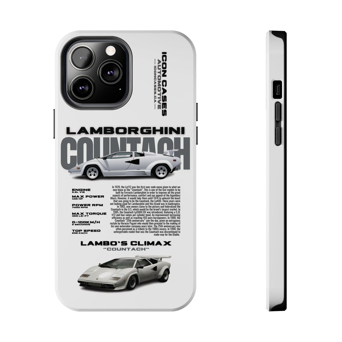 Lamborghini Countach White Premium Tough Shining Phone Case (Double Layer) Available For All iPhone Models