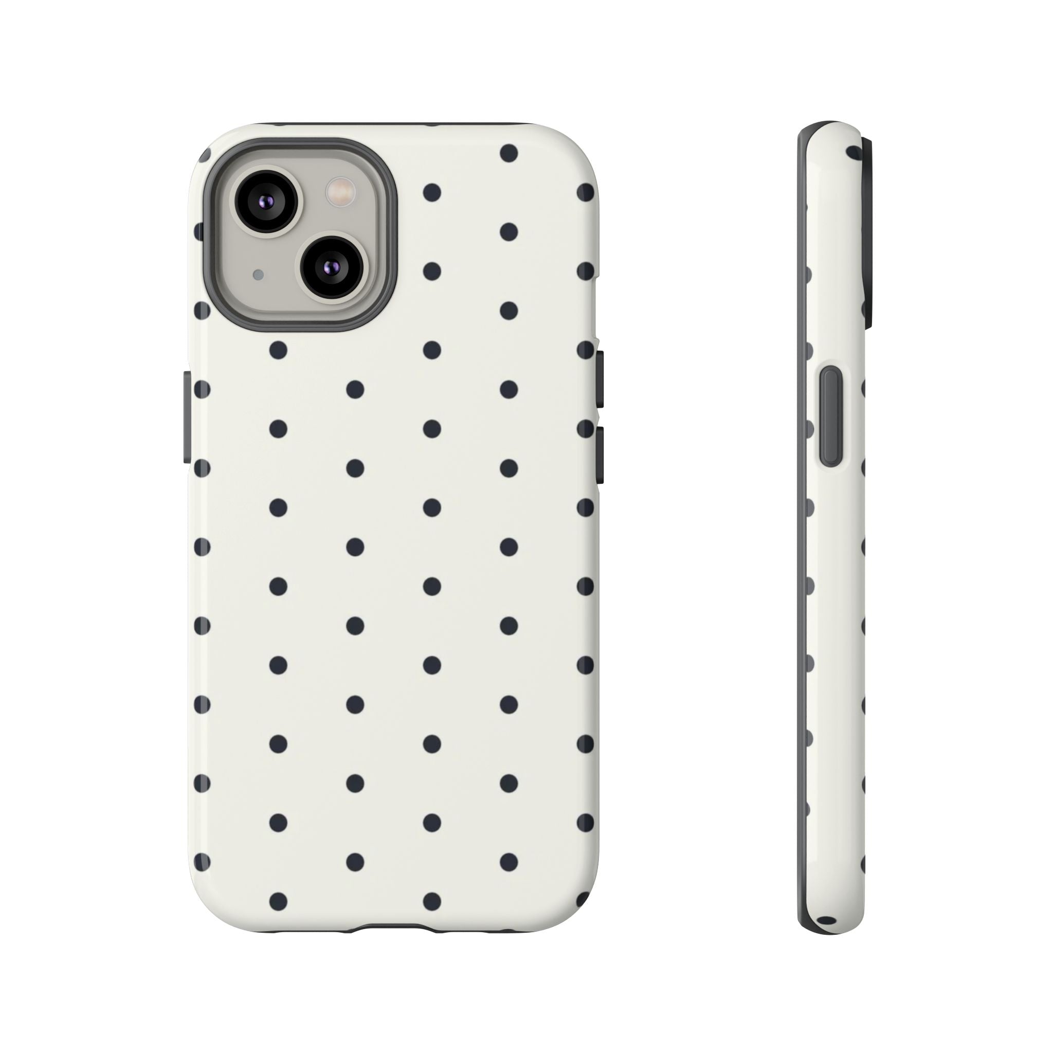 White Polka Dots Tough Case  Available For All iPhone Models