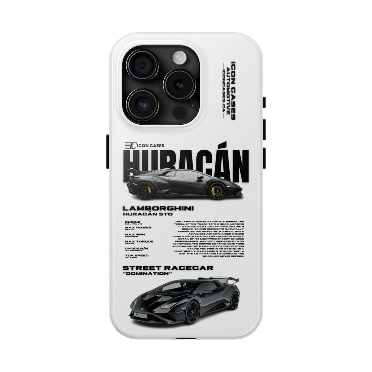 Lamborghini Huracan STO White Premium Tough Shining Phone Case (Double Layer) Available For All iPhone Models
