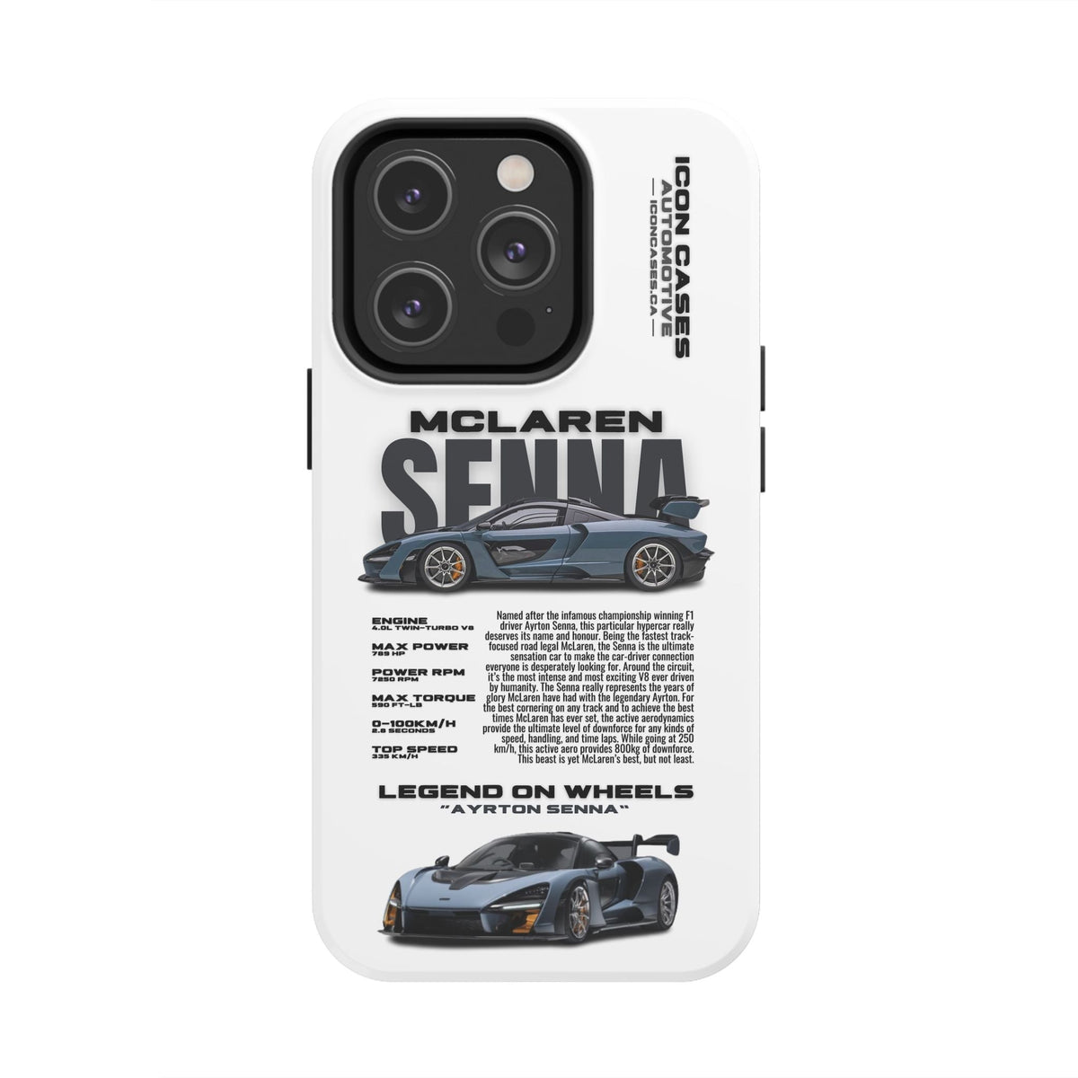 McLaren Senna White Premium Tough Shining Phone Case (Double Layer) Available For All iPhone Models