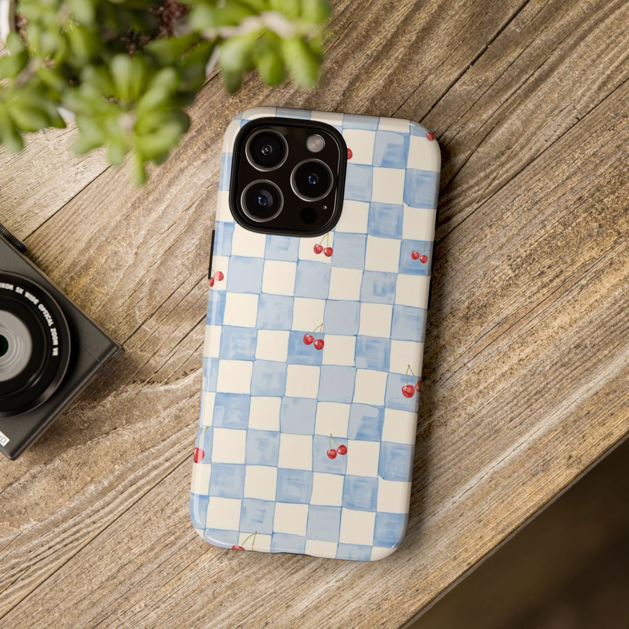 Cherry Check Tough Case  Available For All iPhone Models