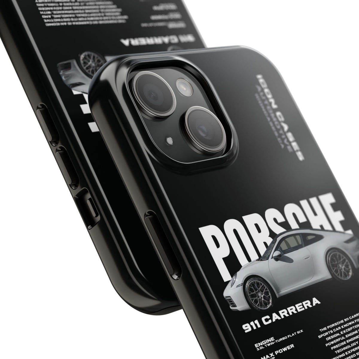 Porsche 911 Carrera (992) Black Premium Tough Shining Phone Case (Double Layer) Available For All iPhone Models