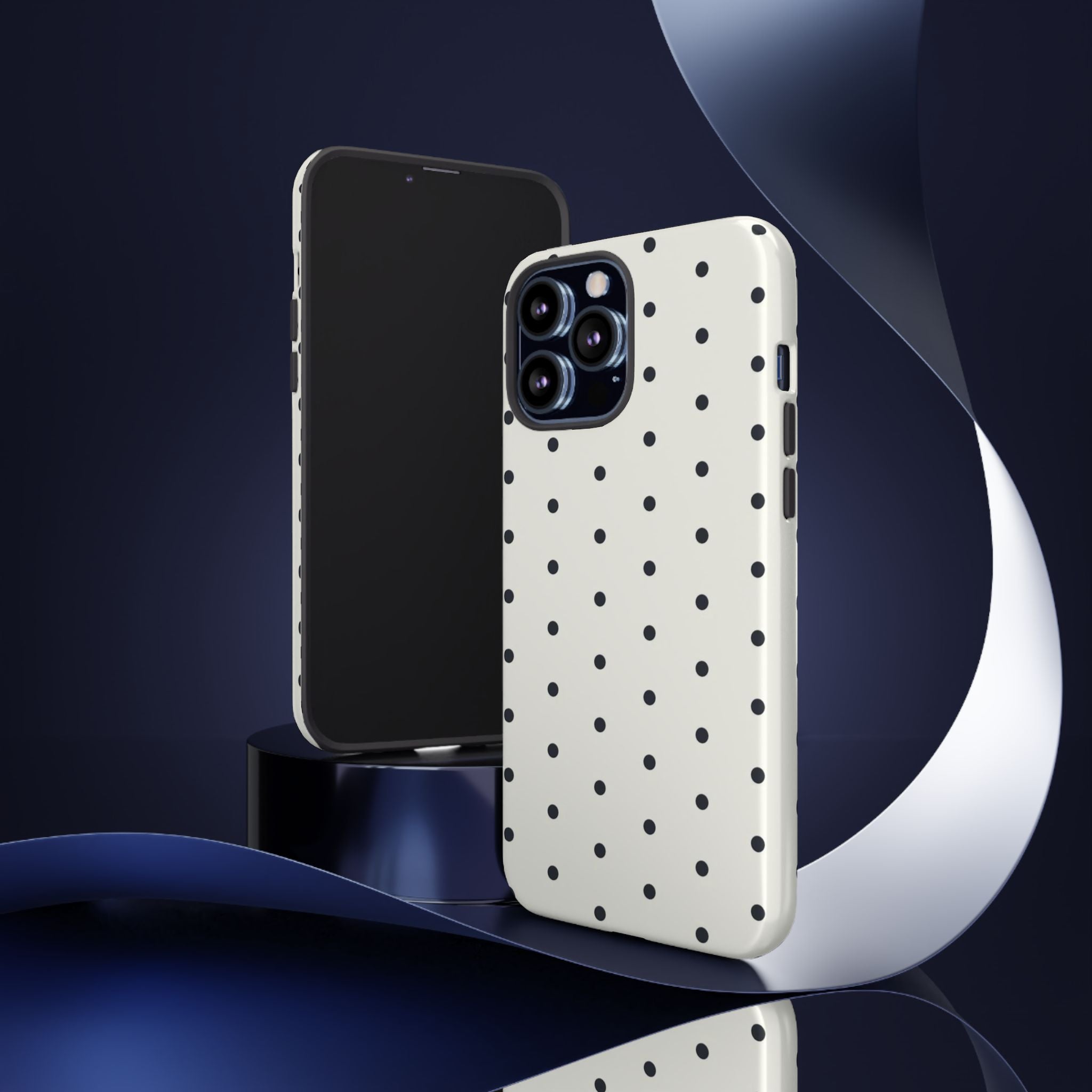 White Polka Dots Tough Case  Available For All iPhone Models