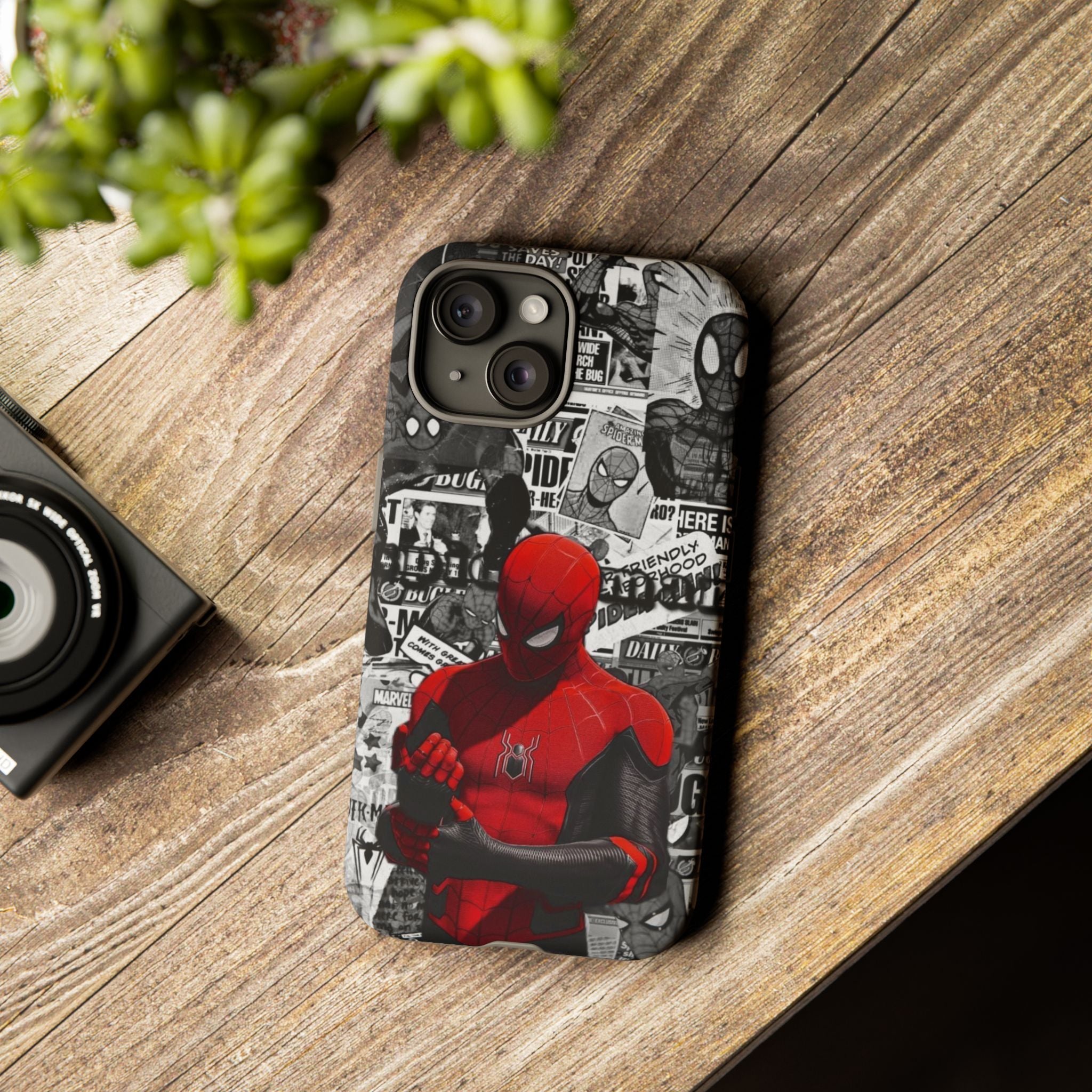 Red Mask Collage Premium Tough Shining Phone Case (Double Layer) Available For All iPhone Models