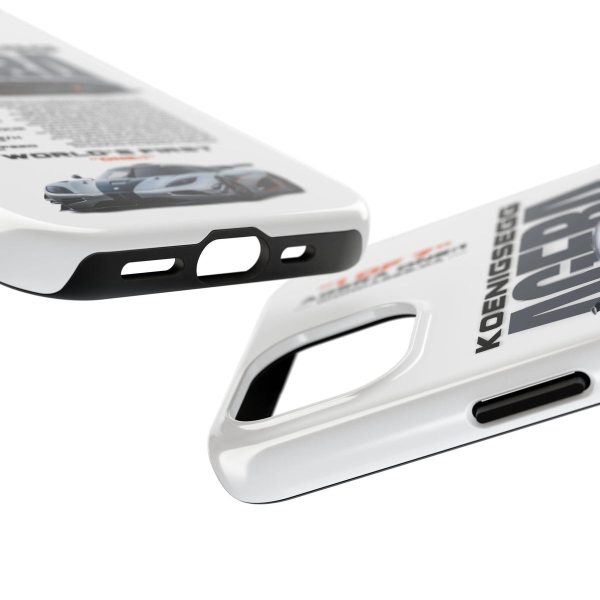 Koenigsegg One:1 White Premium Tough Shining Phone Case (Double Layer) Available For All iPhone Models