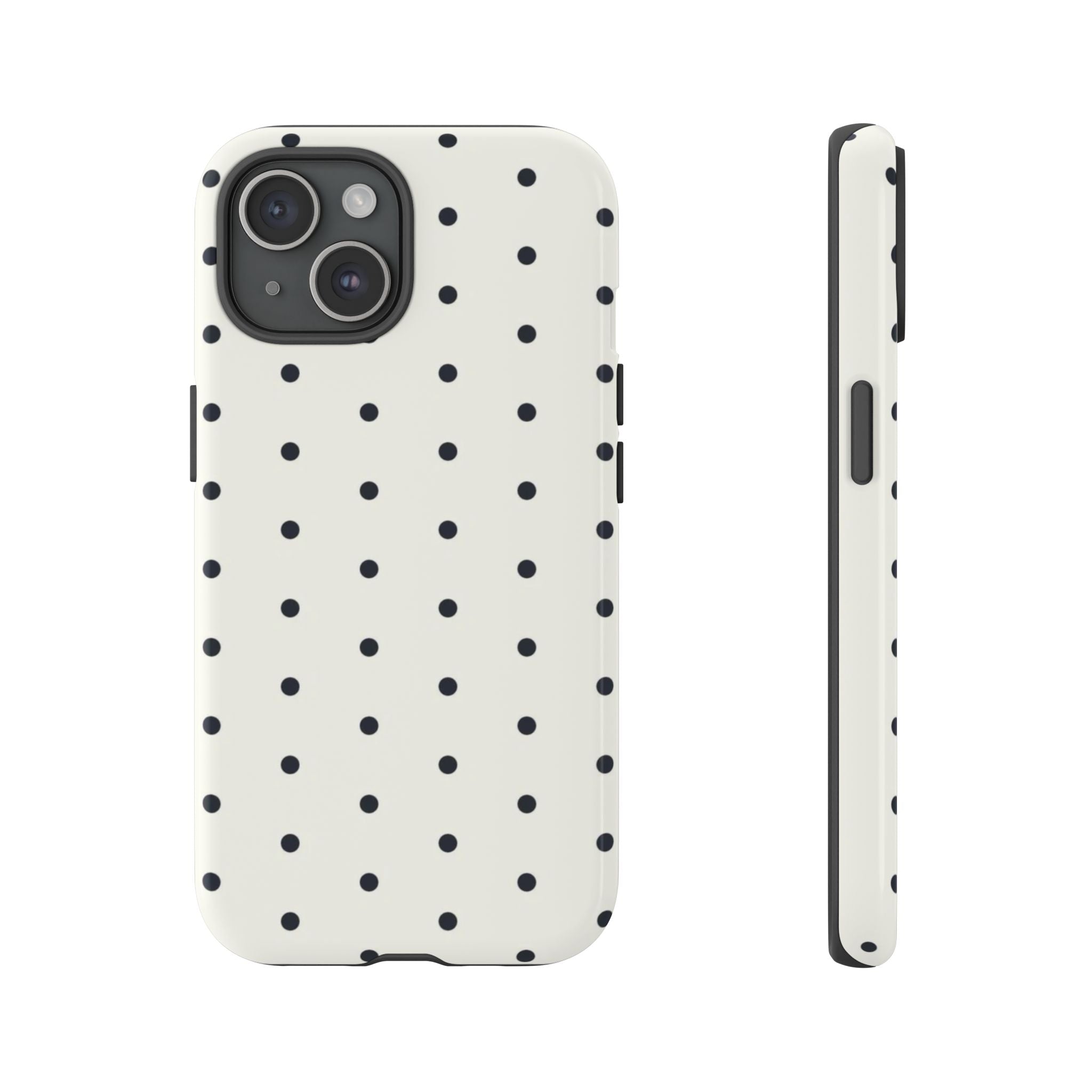 White Polka Dots Tough Case  Available For All iPhone Models
