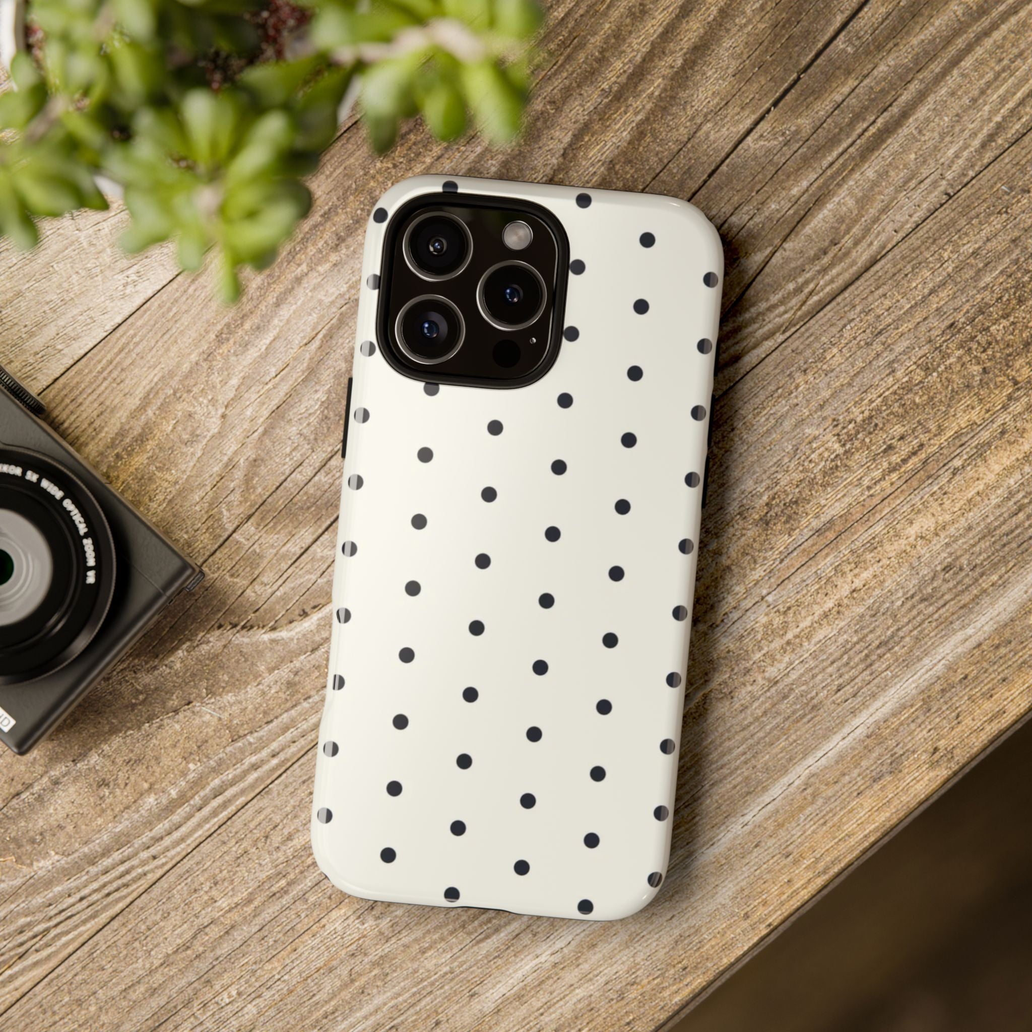 White Polka Dots Tough Case  Available For All iPhone Models